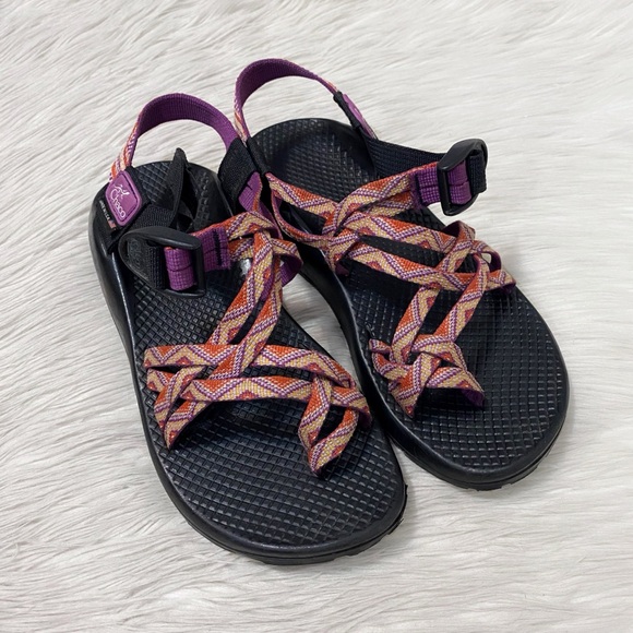 Chaco Purple Orange Yellow Geometric Print Toe Strap ZX/2 Colorado Sport Sandals - Picture 1 of 8